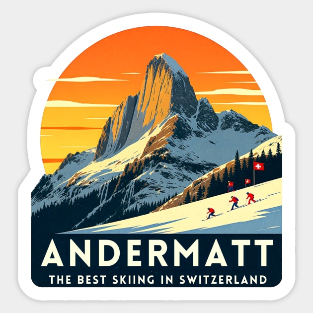 Andermatt Skiing in Switzerland Vacation Trip Sticker by Art2Wear